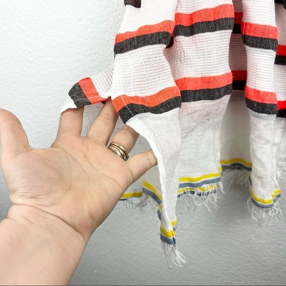 LEMLEM Berta Stripe Fringe Gauze Dress Cover-up, Size Medium - Picture 3 of 6